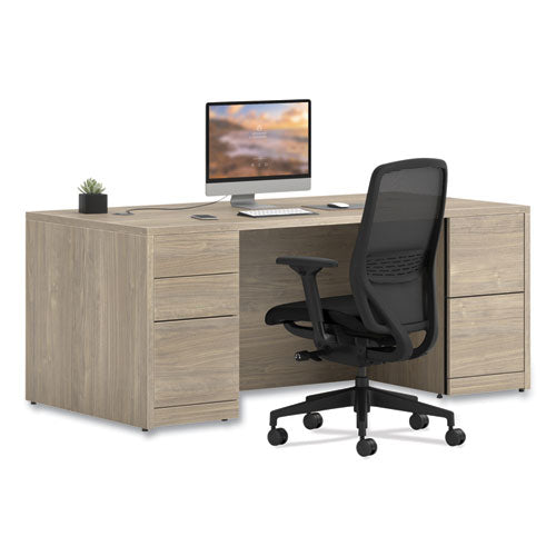 Image of HON® 10500 Series Double Full-Height Pedestal Desk, Left: Box/Box/File, Right: File/File, 72" x 36" x 29.5", Kingswood Walnut