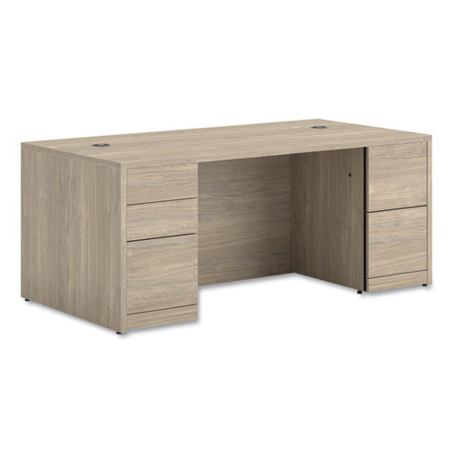 Image of HON® 10500 Series Double Full-Height Pedestal Desk, Left: Box/Box/File, Right: File/File, 72" x 36" x 29.5", Kingswood Walnut