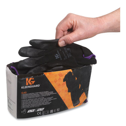 Image of KleenGuard G40 Polyurethane Coated Gloves, Medium, Black, 12 Pairs/Pack