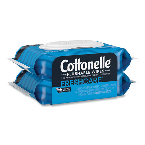 Image of Cottonelle® Fresh Care Flushable Cleansing Cloths, 1-Ply, 3.73 x 5.5, White, 84/Pack