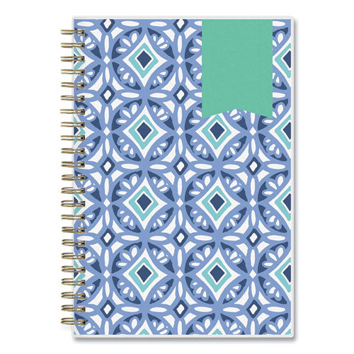 Image of Blue Sky® Day Designer Tile Weekly/Monthly Planner, Geometric Artwork, 8 x 5, Blue/White Cover, 12-Month (Jan to Dec): 2025