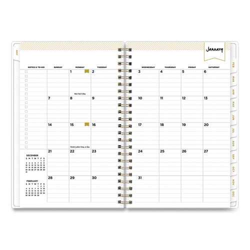 Image of Blue Sky® Day Designer Tile Weekly/Monthly Planner, Geometric Artwork, 8 x 5, Blue/White Cover, 12-Month (Jan to Dec): 2025