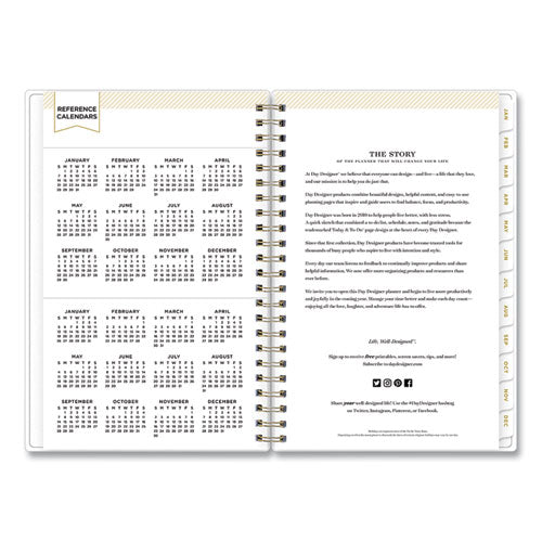 Image of Blue Sky® Day Designer Tile Weekly/Monthly Planner, Geometric Artwork, 8 x 5, Blue/White Cover, 12-Month (Jan to Dec): 2025