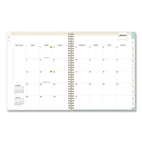 Image of Blue Sky® Day Designer Secret Garden Mint Frosted Weekly/Monthly Planner, Floral Artwork, 11 x 8.5, 12-Month (Jan to Dec): 2025