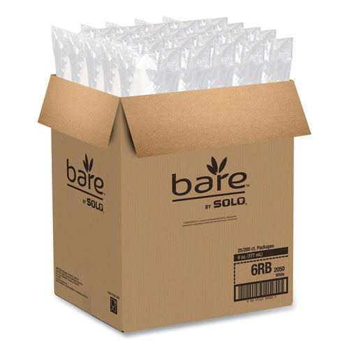 Image of SOLO® Bare Eco-Forward Treated Paper Cone Cups, 6 oz, White, 200/Sleeve, 25 Sleeves/Carton