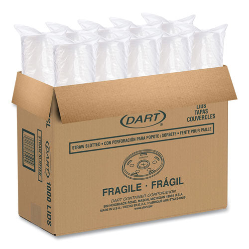 Image of Dart® Plastic Cold Cup Lids, Fits 8 oz to 9 oz Cold Cups, Translucent, 100/Pack, 10 Packs/Carton