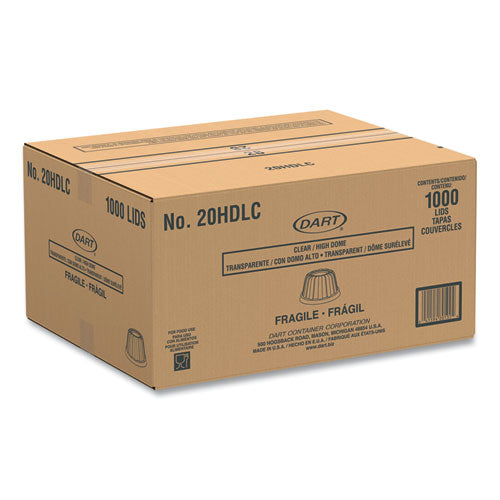 Image of Dart® D-T Sundae/Cold Cup Lids, Fits 5 oz to 32 oz Cold Cups, Plastic, Clear, 50/Pack, 20 Packs/Carton
