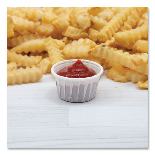 Image of SOLO® Paper Portion Cups, 1.25 oz, White, 250/Bag, 20 Bags/Carton