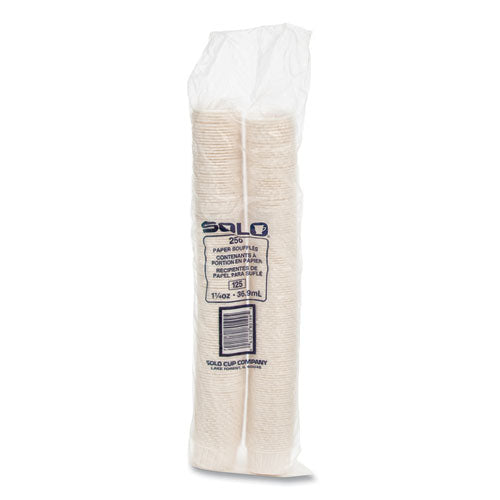 Image of SOLO® Paper Portion Cups, 1.25 oz, White, 250/Bag, 20 Bags/Carton