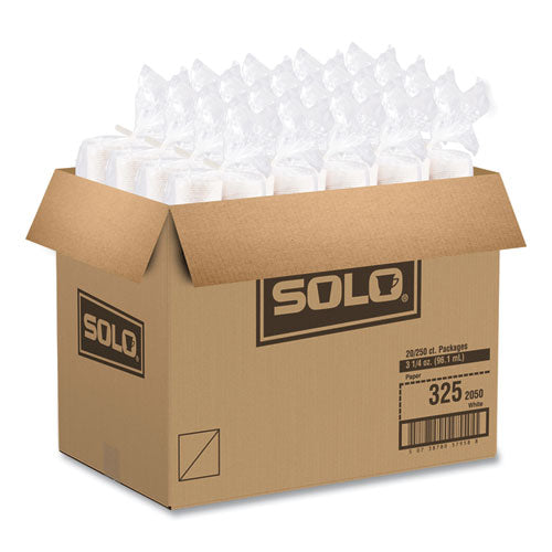 Image of SOLO® Paper Portion Cups, 3.25 oz, White, 250/Bag, 20 Bags/Carton