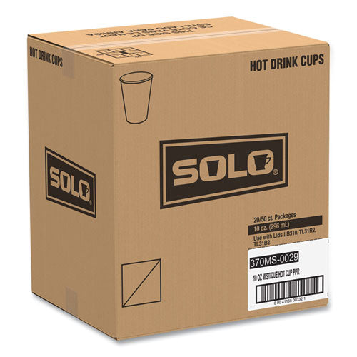Image of SOLO® Single Sided Poly Paper Hot Cups, 10 Oz, Mistique Design, 50/bag, 20 Bags/carton