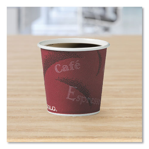 Image of SOLO® Single-Sided Poly Paper Hot Cups, 4 oz, Bistro Design, 50/Pack, 20 Packs/Carton