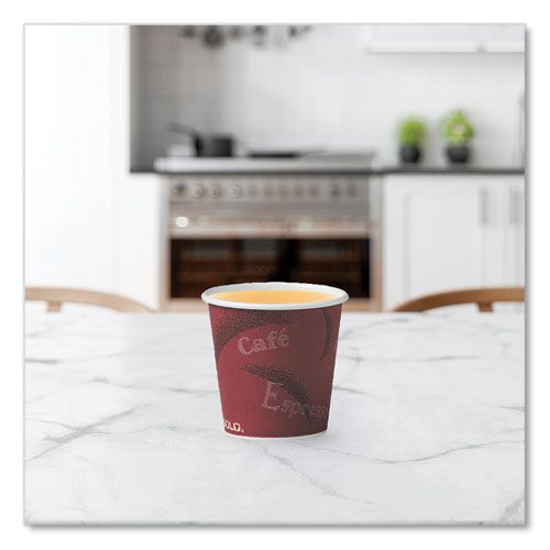 Image of SOLO® Single-Sided Poly Paper Hot Cups, 4 oz, Bistro Design, 50/Pack, 20 Packs/Carton