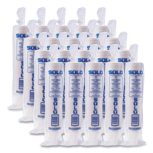 Image of SOLO® Single-Sided Poly Paper Hot Cups, 6 Oz, White, 50/pack, 20 Packs/carton