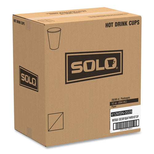 Image of SOLO® Mistique Polycoated Hot Paper Cups, 12 oz, Brown, 50/Sleeve, 20 Sleeves/Carton