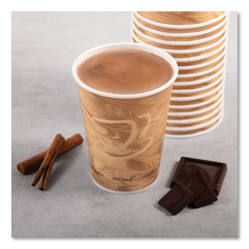 Image of SOLO® Mistique Polycoated Hot Paper Cups, 12 oz, Brown, 50/Sleeve, 20 Sleeves/Carton