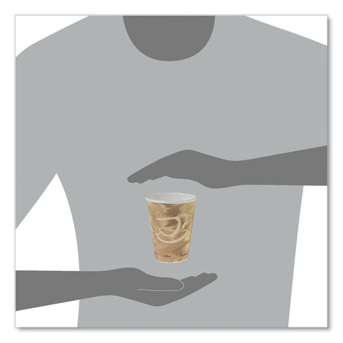 Image of SOLO® Mistique Polycoated Hot Paper Cups, 12 oz, Brown, 50/Sleeve, 20 Sleeves/Carton