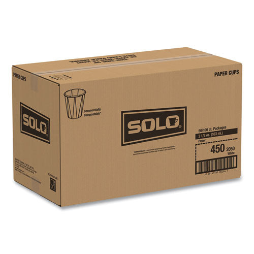 Image of SOLO® Paper Portion Cups, 3.5 oz, White, 100/Bag, 50 Bags/Carton