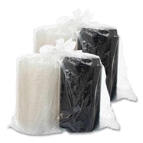 Image of SOLO® OctaView Hinged-Lid Hot Food Containers, 3 Compartments, 38 oz, 9.55 x 9.1 x 2.4, Black/Clear, Plastic, 100/Carton