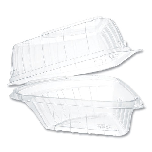 Image of Dart® Showtime Clear Hinged Containers, Pie Wedge, 6.67 oz, 6.1 x 5.6 x 3, Clear, Plastic, 125/Pack, 2 Packs/Carton