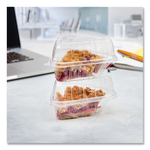 Image of Dart® Showtime Clear Hinged Containers, Pie Wedge, 6.67 oz, 6.1 x 5.6 x 3, Clear, Plastic, 125/Pack, 2 Packs/Carton