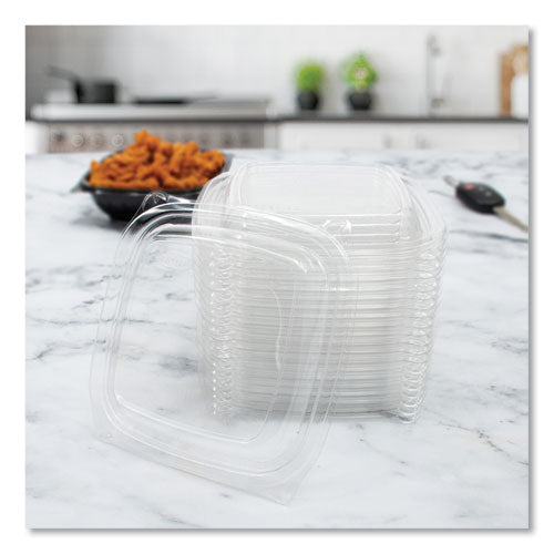 Image of Dart® PresentaBowls Pro Clear Square Lids for 8 oz to 16 oz Bowls, 5 x 5 x 1, Clear, Plastic, 63/Bag, 8 Bags/Carton