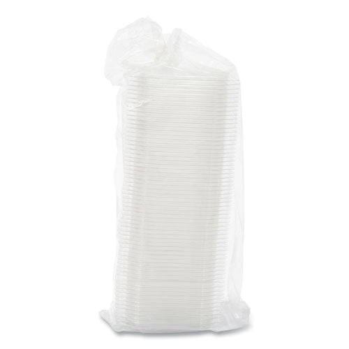 Image of Dart® PresentaBowls Pro Clear Square Lids for 8 oz to 16 oz Bowls, 5 x 5 x 1, Clear, Plastic, 63/Bag, 8 Bags/Carton