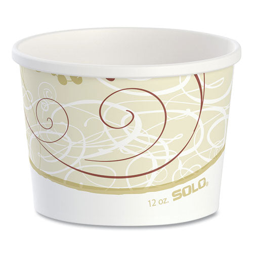 Image of SOLO® Double Poly Paper Food Containers, 12 oz, 3.6" Diameter x 3.3" h, Symphony Design, 25/Pack, 20 Packs/Carton