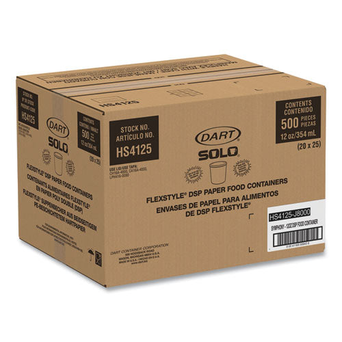 Image of SOLO® Double Poly Paper Food Containers, 12 oz, 3.6" Diameter x 3.3" h, Symphony Design, 25/Pack, 20 Packs/Carton