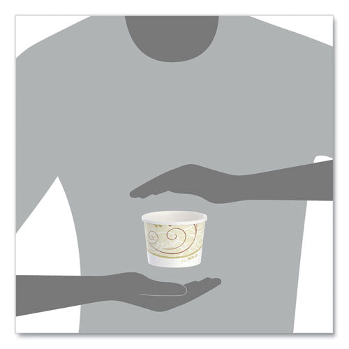 Image of SOLO® Double Poly Paper Food Containers, 12 oz, 3.6" Diameter x 3.3" h, Symphony Design, 25/Pack, 20 Packs/Carton