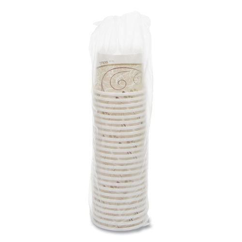 Image of SOLO® Double Poly Paper Food Containers, 12 oz, 3.6" Diameter x 3.3" h, Symphony Design, 25/Pack, 20 Packs/Carton