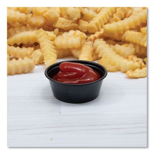Image of SOLO® Portion Containers, 1.5 oz, Plastic, Black, 250/Bag, 10 Bags/Carton