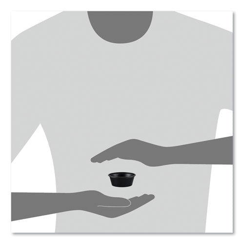 Image of SOLO® Portion Containers, 1.5 oz, Plastic, Black, 250/Bag, 10 Bags/Carton
