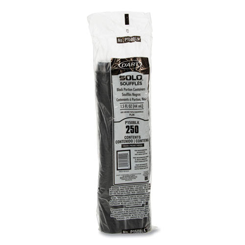 Image of SOLO® Portion Containers, 1.5 oz, Plastic, Black, 250/Bag, 10 Bags/Carton