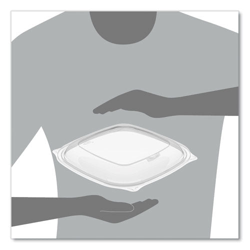 Image of Dart® PresentaBowls Pro Clear Square Bowl Lids, Large Vented Square, 8.5 x 8.5 x 1, Clear, Plastic, 63/Bag, 4 Bags/Carton