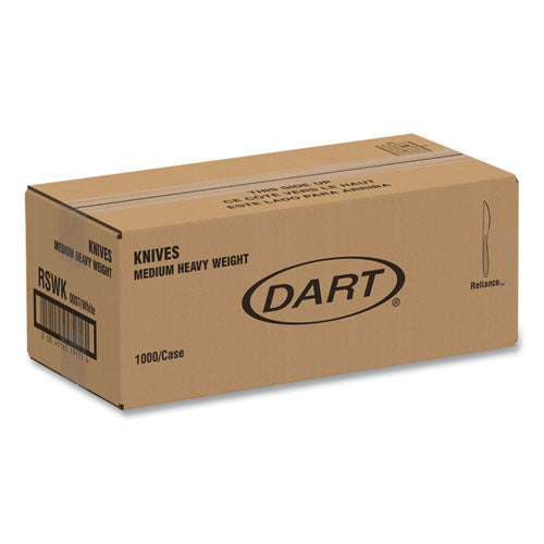 Image of SOLO® Reliance Mediumweight Cutlery, Standard Size, Knife, Plastic, White, 1,000/Carton
