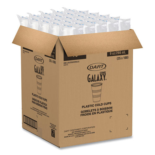 Image of Dart® High-Impact Polystyrene Cold Cups, 9 oz, Plastic, Translucent, 100/Sleeve, 25 Sleeves/Carton