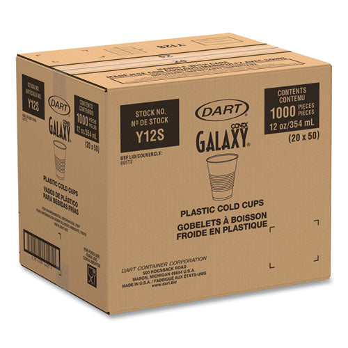 Image of Dart® High-Impact Polystyrene Squat Cold Cups, 12 oz, Plastic, Translucent, 50/Sleeve, 20 Sleeves/Carton