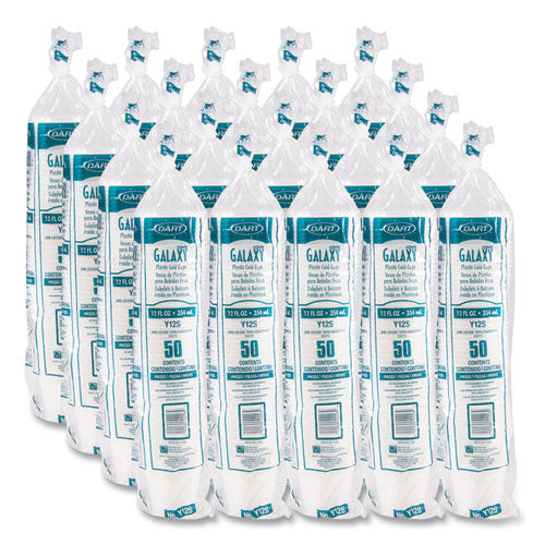 Image of Dart® High-Impact Polystyrene Squat Cold Cups, 12 oz, Plastic, Translucent, 50/Sleeve, 20 Sleeves/Carton