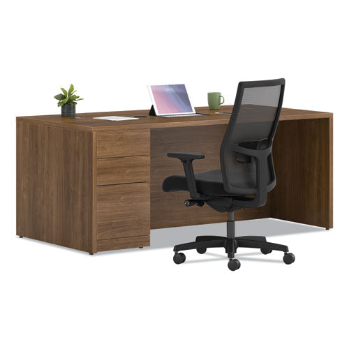 Image of HON® 10500 Series "L" Workstation Single Pedestal Desk with Full-Height Pedestal, 72" x 36" x 29.5", Pinnacle
