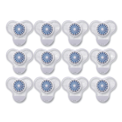 Image of Boardwalk® Urinal Screen with Non-Para Deodorizer Block, Green Apple Scent, 3.25 oz, Blue/White, 12/Box