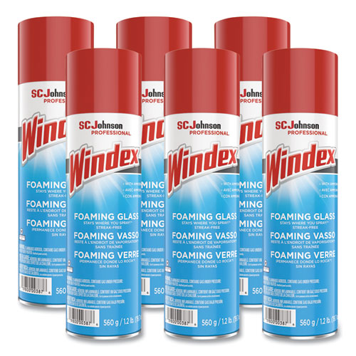 Image of Windex® Foaming Glass Cleaner, Fresh, 20 oz Aerosol Spray, 6/Carton