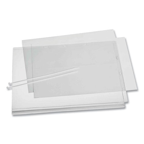 Image of Durable® Water-Resistant Sign Holder Pockets with Cable Ties, 11 x 17, Clear Frame, 5/Pack