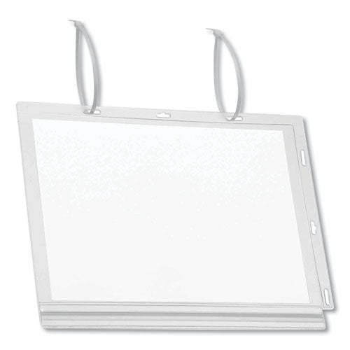 Image of Durable® Water Resistant Sign Holder Pockets with Cable Ties, 8.5 x 11, Clear Frame, 5/Pack