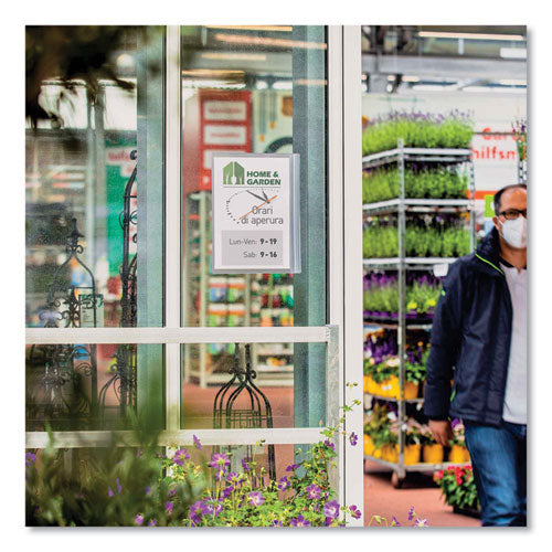 Image of Durable® Self-Adhesive Water-Resistant Sign Holder, 8.5 x 11, Clear Frame, 5/Pack