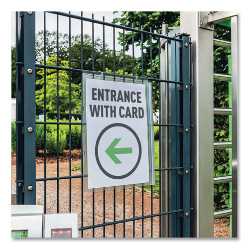 Image of Durable® Water-Resistant Sign Holder Pockets with Cable Ties, 11 x 17, Clear Frame, 5/Pack
