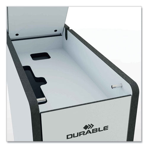Image of Durable® Mobile TV Cart COWORKSATION, Engineered Wood, 3 Shelves, Supports 40 lb, 22.5" x 22.6" x 50.89", White