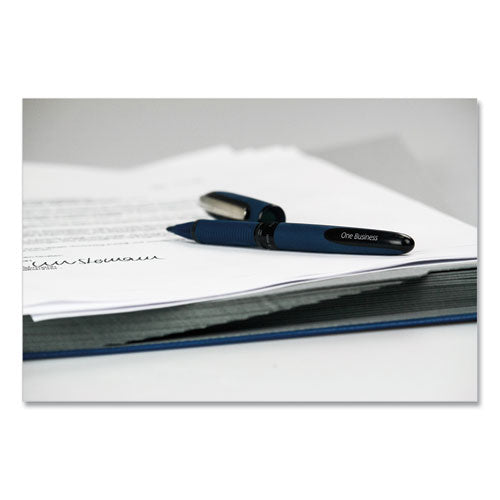 Image of Schneider® One Business Rollerball Pen, Stick, Fine 0.6 mm, Black Ink, Dark Blue/Black Barrel, 10/Box