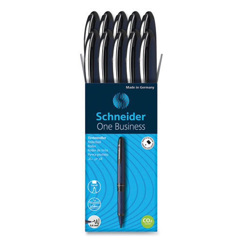 Image of Schneider® One Business Rollerball Pen, Stick, Fine 0.6 mm, Black Ink, Dark Blue/Black Barrel, 10/Box