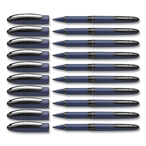 Image of Schneider® One Business Rollerball Pen, Stick, Fine 0.6 mm, Black Ink, Dark Blue/Black Barrel, 10/Box